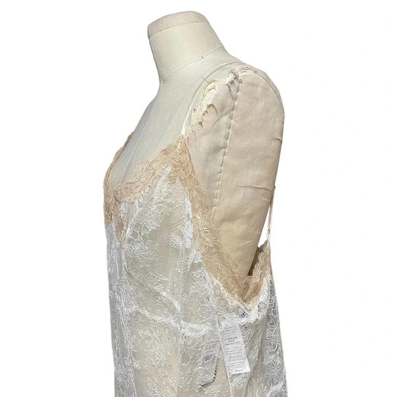 Josie Natori Chantilly Bordered Lace Chemise Lingerie White Size XL - Picture 4 of 12